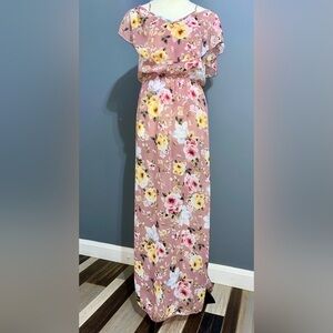 Miley + Molly Floral Maxi Dress in Pink and Yellow size small